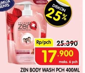Promo Harga ZEN Anti Bacterial Body Wash All Variants 400 ml - Superindo