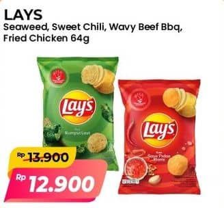 Promo Harga Lays Snack Potato Chips Nori Seaweed, Sweet Chili, Wavy Beef BBQ, Fried Chicken 64 gr - Alfamart