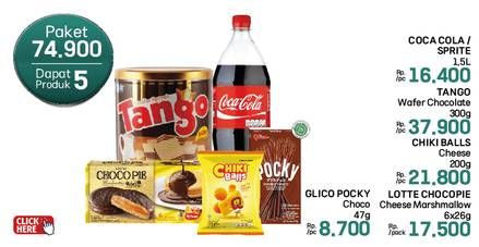 Coca Cola/Sprite Minuman Soda/Tango Wafer/Chiki Balls Chicken Snack/Lotte Chocopie Marshmallow/Glico Pocky Stick