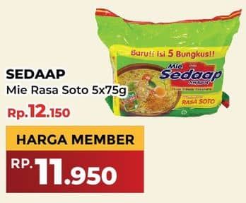 Promo Harga Sedaap Mie Kuah Soto per 5 pcs 75 gr - Yogya