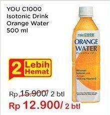 Promo Harga YOU C1000 Isotonic Drink Orange Water 500 ml - Indomaret