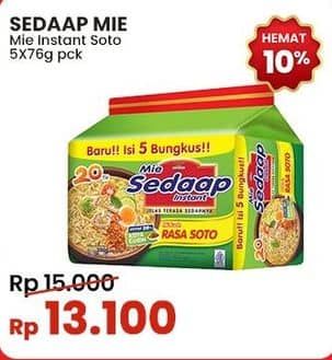 Promo Harga Sedaap Mie Kuah Soto per 5 pcs 75 gr - Indomaret