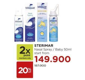 Promo Harga STERIMAR Nasal Spray/Baby 50 ml  - Watsons