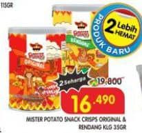 Promo Harga Mister Potato Snack Crisps Original, Rendang 35 gr - Superindo