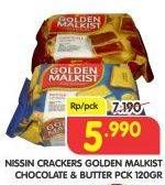 Promo Harga NISSIN Golden Malkist Chocolate, Butter 120 gr - Superindo