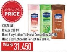 Promo Harga Vaseline Body Lotion ALoe/Total Moist Cocoa Glow/Perfect 10  - Hypermart