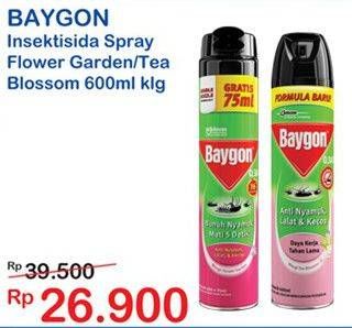 Promo Harga BAYGON Insektisida Spray Flower Garden, Tea Blossom 600 ml - Indomaret