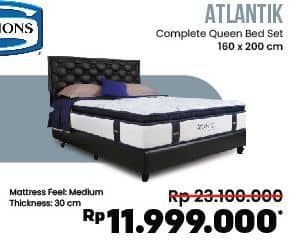 Promo Harga Simmons Atlantik Complete Queen Bed Set 160 x 200 cm  - COURTS