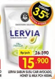 Promo Harga Lervia Sabun Cair Susu  Plus Avocado, Plus Honey 400 ml - Superindo