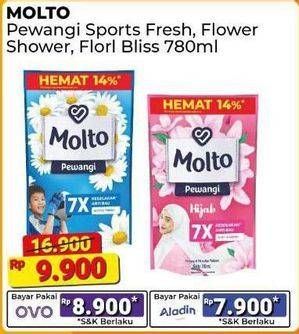 Promo Harga Molto Pewangi Sports Fresh, Floral Bliss, Flower Shower 780 ml - Alfamart