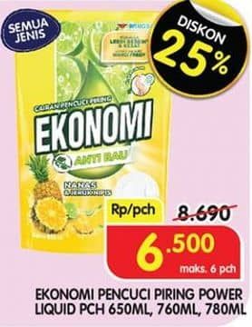 Promo Harga Ekonomi Pencuci Piring Power Liquid All Variants 650 ml - Superindo