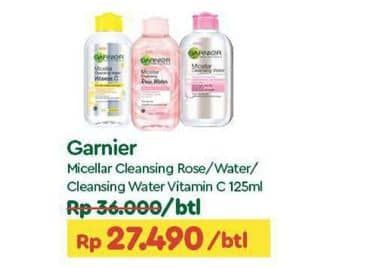 Promo Harga Garnier Micellar Water Rose, Pink, Vitamin C 125 ml - TIP TOP