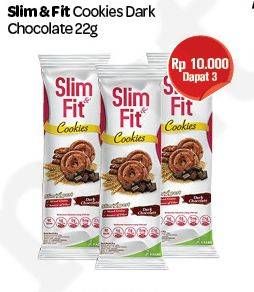 Promo Harga SLIM & FIT Cookies Dark Choco per 3 pcs 22 gr - Carrefour