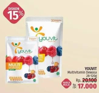 Promo Harga YOUVIT Multivitamin Gummy Omega-3 Dewasa 120 gr - LotteMart