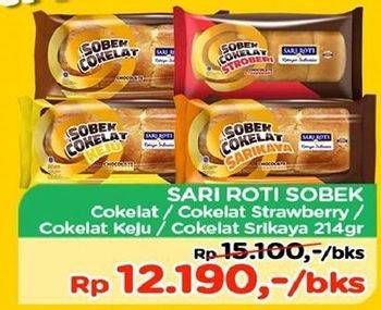 Promo Harga SARI ROTI Manis Sobek Coklat, Strawberry, Coklat Keju, Coklat Srikaya 214 gr - TIP TOP