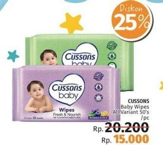 Promo Harga CUSSONS BABY Wipes All Variants 50 pcs - LotteMart