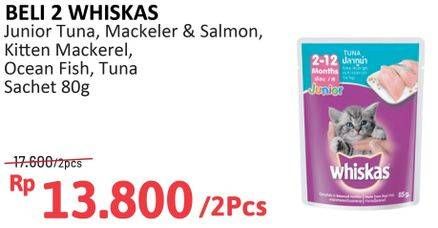 Promo Harga Whiskas Makanan Kucing Junior Tuna, Mackerel Salmon, Kitten Mackerel, Ocean Fish, Tuna 85 gr - Alfamidi
