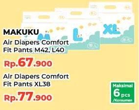 Promo Harga Makuku Comfort Fit Diapers Pants L40, M42 40 pcs - Yogya