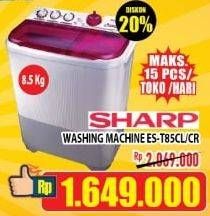 Promo Harga SHARP Washing Machine Twin Tub ES T85CL  - Hypermart