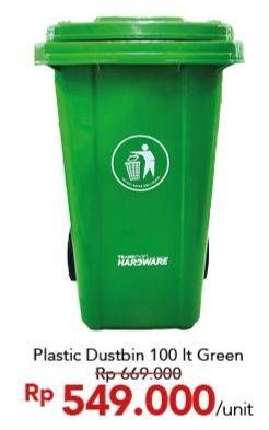 Promo Harga Dustbin Plastic Green 100 ltr - Carrefour