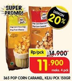 Promo Harga 365 Pop Corn Caramel, Cheese 150 gr - Superindo