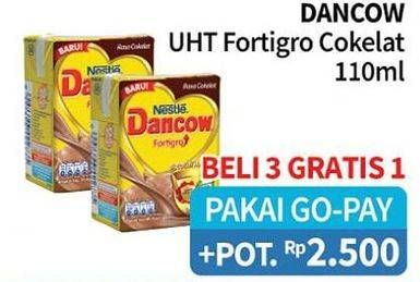 Promo Harga DANCOW Fortigro UHT Coklat per 3 pcs 110 ml - Alfamidi