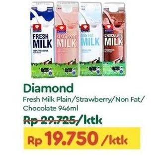 Promo Harga Diamond Fresh Milk Plain, Strawberry, Non Fat, Chocolate 946 ml - TIP TOP