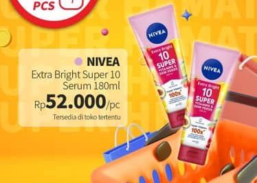 Promo Harga Nivea Extra Bright 10 Super Vitamins & Skin Food Serum 180 ml - Guardian