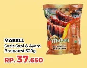 Promo Harga Mabell Bratwurst Sosis Sapi, Sosis Ayam 500 gr - Yogya
