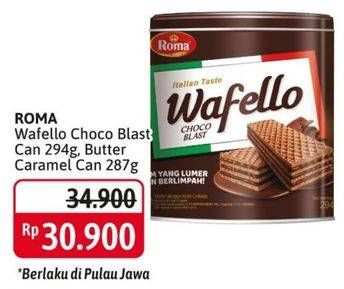 Promo Harga ROMA Wafello Choco Blast, Butter Caramel 287 gr - Alfamidi