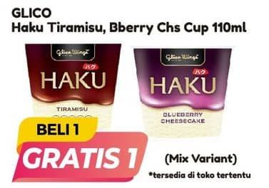 Promo Harga Glico Haku Tiramisu Cup, Blueberry Cheesecake Cup 110 ml - Alfamart