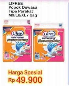 Promo Harga Lifree Popok Perekat Menyerap dan Kering M9, L8, XL7  - Indomaret