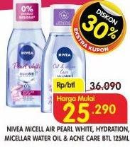 Promo Harga Nivea MicellAir Skin Breathe Micellar Water Pearl White, Hydration, Oil Acne Care 125 ml - Superindo