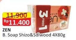 Promo Harga ZEN Anti Bacterial Body Soap Shiso Sandalwood per 4 pcs 80 gr - Alfamart