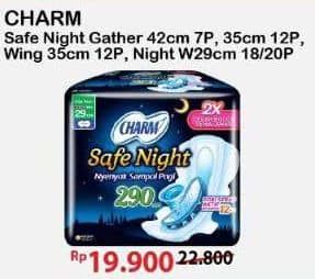 Promo Harga Charm Safe Night Gathers 42cm, Gathers 35cm, Wing 35cm, Wing 29cm 7 pcs - Alfamart