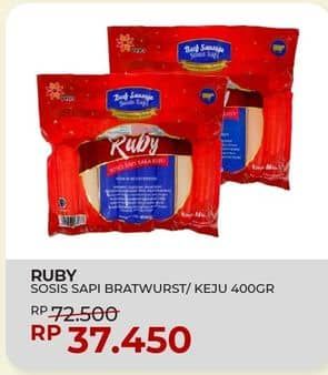 Promo Harga Ruby Sosis Sapi Bratwurst Keju, Original 400 gr - Yogya