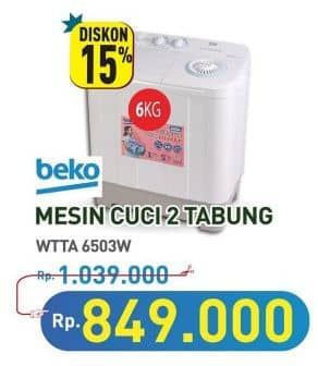 Promo Harga Beko WTTA6503W Mesin Cuci Semi-Otomatis  - Hypermart