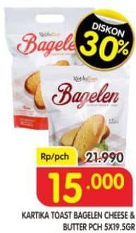Promo Harga Kartika Toast Bagelen Cheese, Special Butter per 5 pcs 19 gr - Superindo