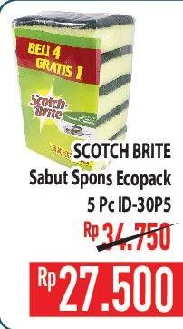 Promo Harga 3m Scotch Brite Sabut Spon Ecopack ID-30P5 5 pcs - Hypermart