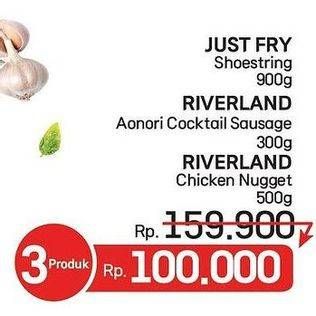 Promo Harga Just Fry French Fries/Riverland Chicken Nugget/Riverland Sausage   - LotteMart