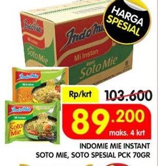 Promo Harga INDOMIE Mi Kuah Soto Mie, Soto Spesial per 40 pcs 70 gr - Superindo