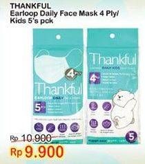 Promo Harga THANKFUL Earloop Daily Mask Adult, Kids 5 pcs - Indomaret