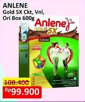 Promo Harga Anlene Gold Plus 5x Hi-Calcium Coklat, Vanila, Original 650 gr - Alfamart