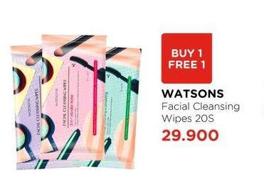 Promo Harga WATSONS Facial Cleansing Wipes 3 in 1 Micellar Water 20 pcs - Watsons