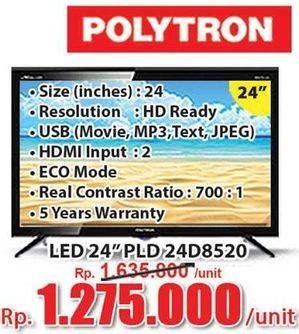 Promo Harga POLYTRON PLD 24D8520 | LED TV 24"  - Hari Hari