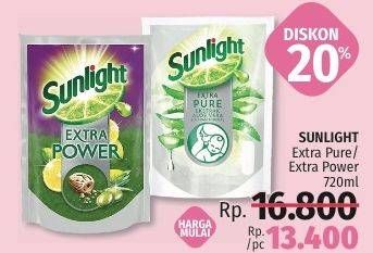 Promo Harga SUNLIGHT Pencuci Piring Extra Power With Biji Zaitun, Extra Pure With Aloe Vera 720 ml - LotteMart