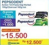 Promo Harga Pepsodent Pasta Gigi Action 123 Herbal, Charcoal 160 gr - Indomaret