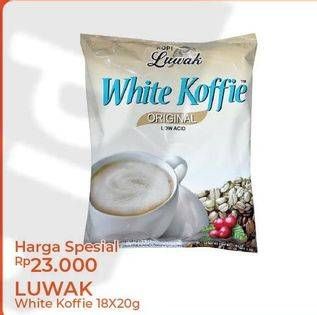 Promo Harga Luwak White Koffie per 18 sachet 20 gr - Alfamart