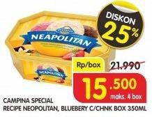 Promo Harga CAMPINA Ice Cream Blueberry Choco Chunk, Neapolitan 350 ml - Superindo