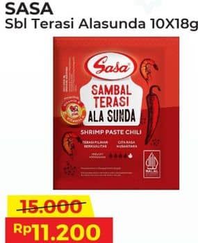 Promo Harga Sasa Sambal Terasi Ala Sunda per 10 sachet 18 gr - Alfamart